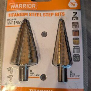 Warrior Titanium Steel Step Bits 2 pack 3/8" to 1 3/8" hole 11 & 12 sizes NEW